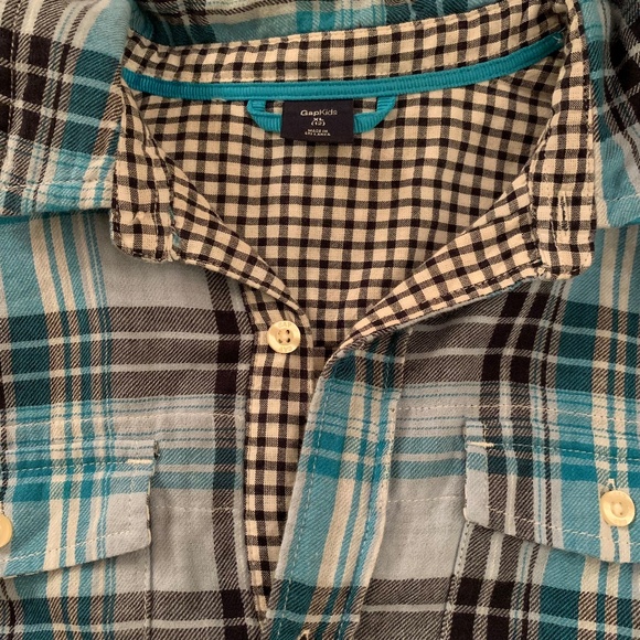 GAP Boys Plaid Cotton Lined Button Up Shirt Size 12 - Picture 7 of 15